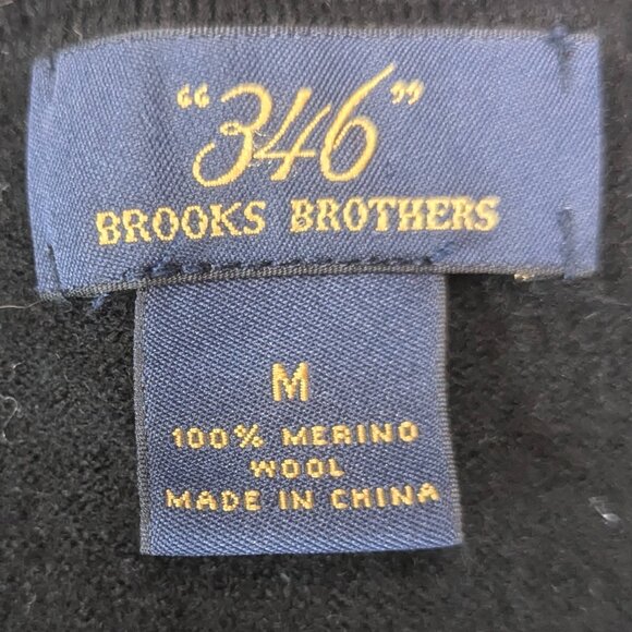 *FLAW Brooks Brothers 346 Argyle Sweater Black/Gray/Cream *M XS 100% Merino Wool - Picture 5 of 11